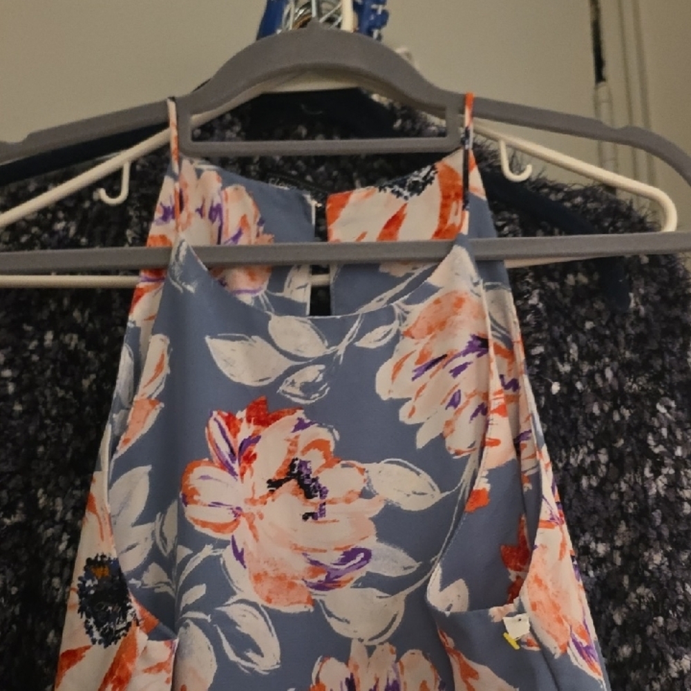 Tiare Hawaii Floral A-Line Sun Dress in Blue and Pink - Picture 4 of 4